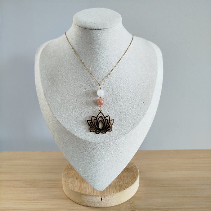 Collier pierre de lune et pierre de soleil