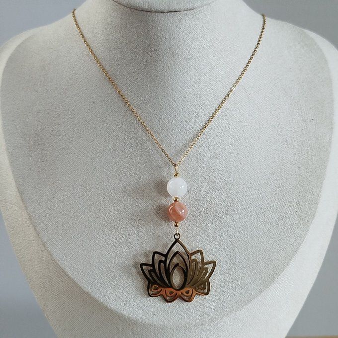 Collier pierre de lune et pierre de soleil