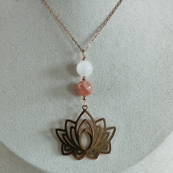 Collier pierre de lune et pierre de soleil