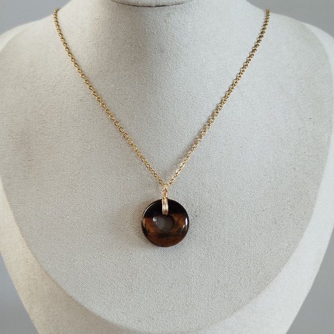 Collier donuts œil de tigre 