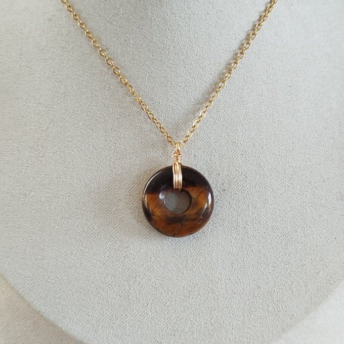 Collier donuts œil de tigre 