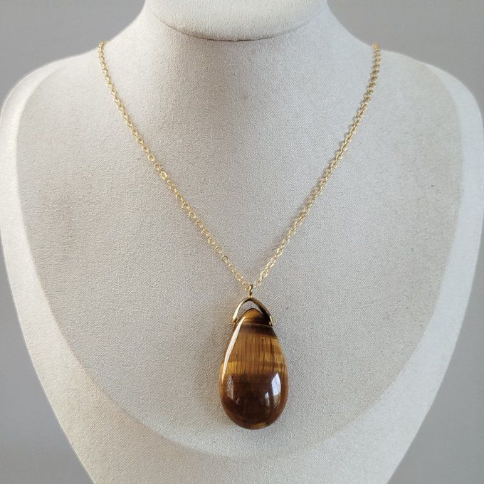 Collier goutte oeil de tigre 