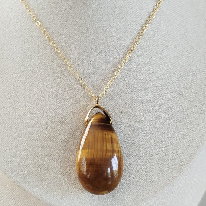 Collier goutte oeil de tigre 