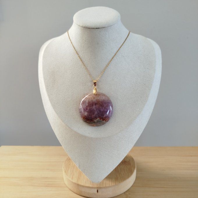 Collier pierre ronde améthyste