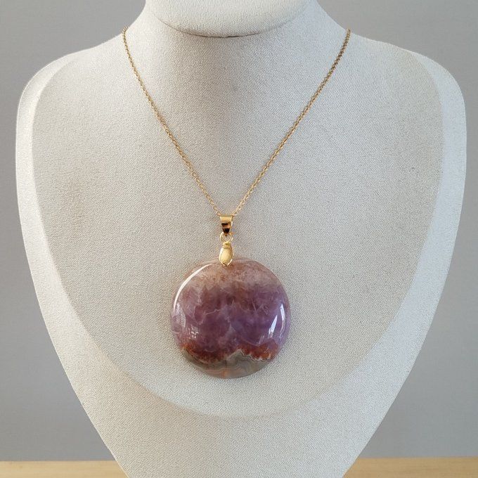 Collier pierre ronde améthyste