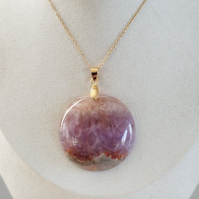 Collier pierre ronde améthyste