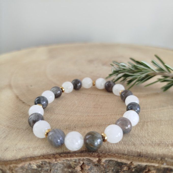 Bracelet labradorite et pierre de lune
