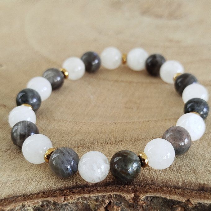 Bracelet labradorite et pierre de lune