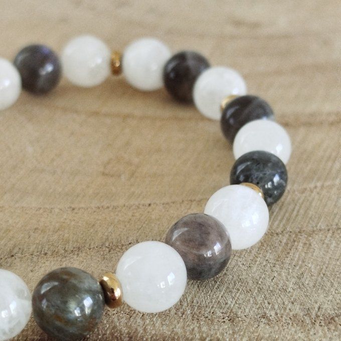 Bracelet labradorite et pierre de lune