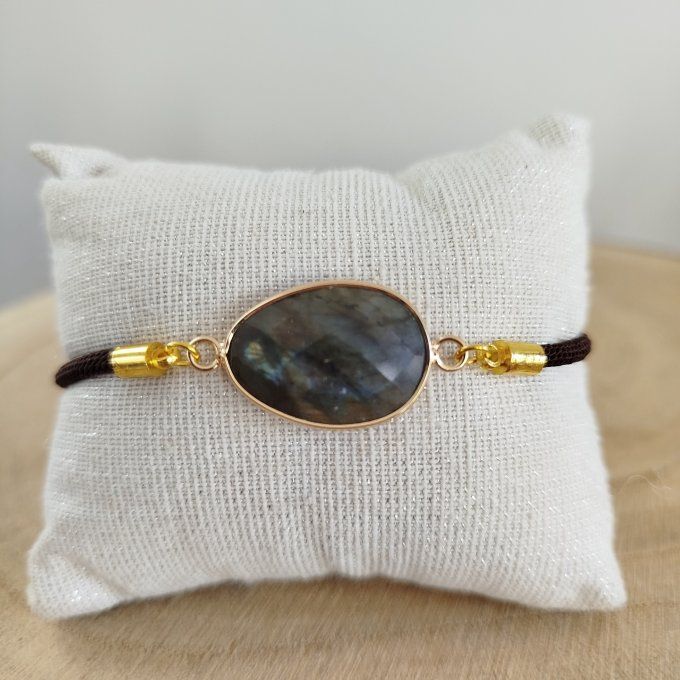 Bracelet cordon pierre à facette labradorite