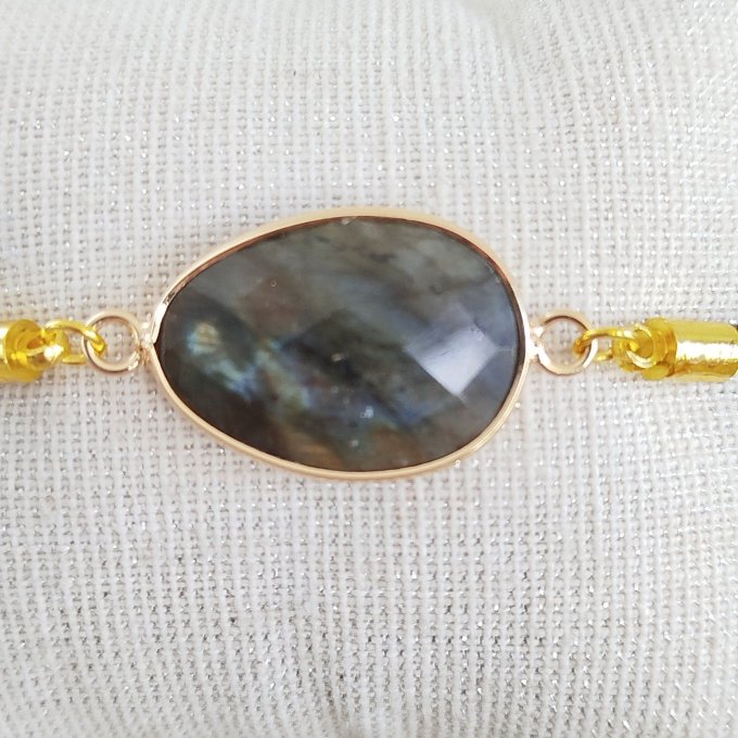 Bracelet cordon pierre à facette labradorite 