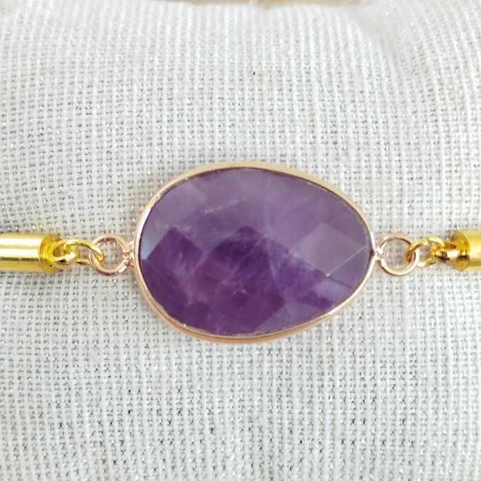 Bracelet cordon pierre à facette améthyste