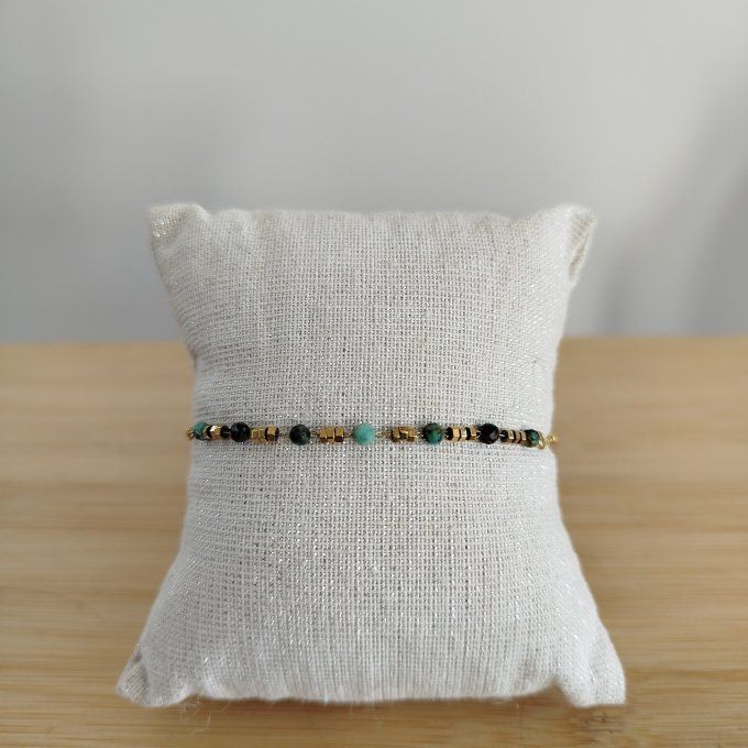 bracelet turquoise africaine et acier inoxydable 