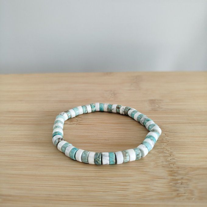 Bracelet heishi howlite et turquoise africaine