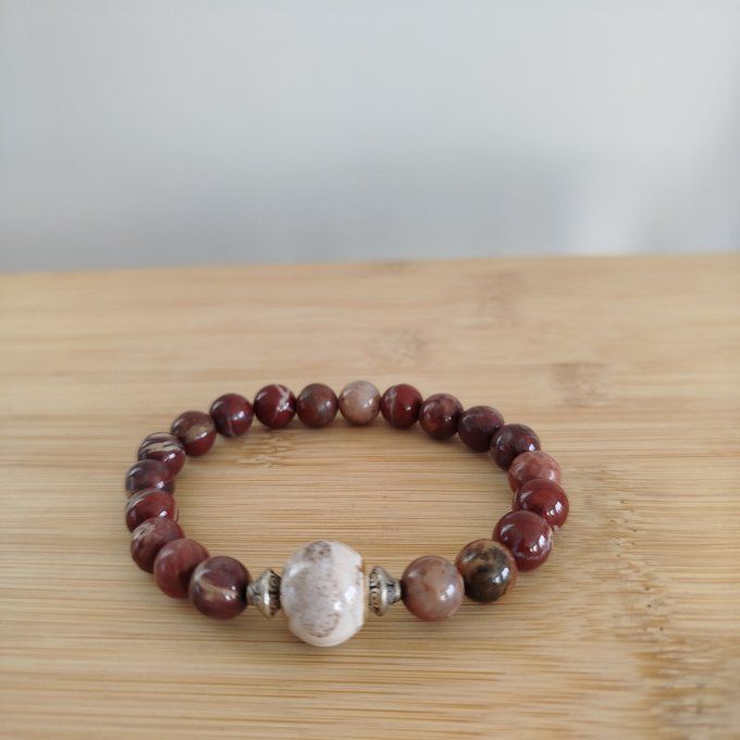 Bracelet breschia et boule céramique 