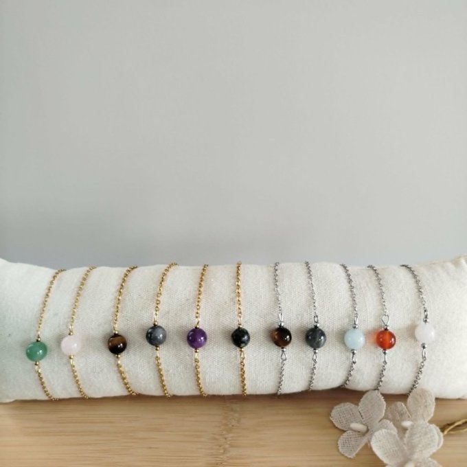 Bracelet acier inoxydable et labradorite