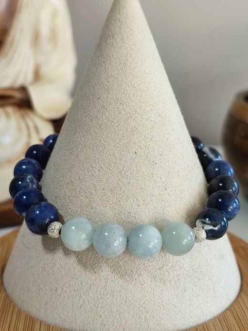 Bracelet Aigue marine et sodalite 1