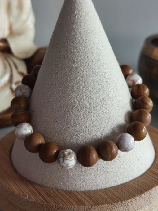 Bracelet Howlite et Jaspe bois 1