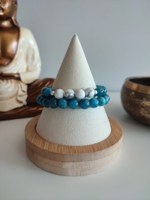 Bracelet Duo Howlite et Apatite 