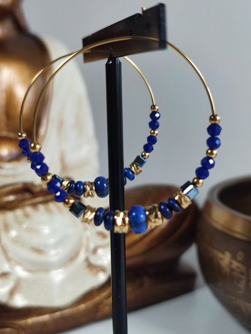 Boucle d'oreille Créole Lapis lazuli