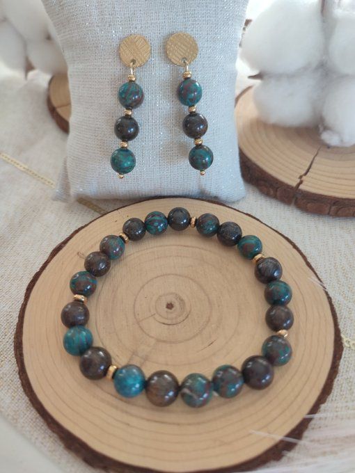 Collection Chrysocolle et Bronzite pierres naturelles