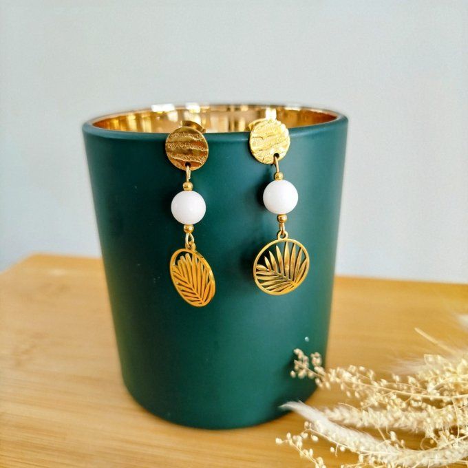 Boucles d'oreilles agate blanche