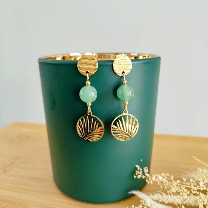 Boucles d'oreilles aventurine verte