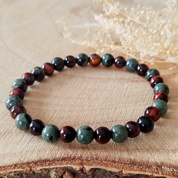 Bracelet homme Jaspe kambaba et Œil de taureau