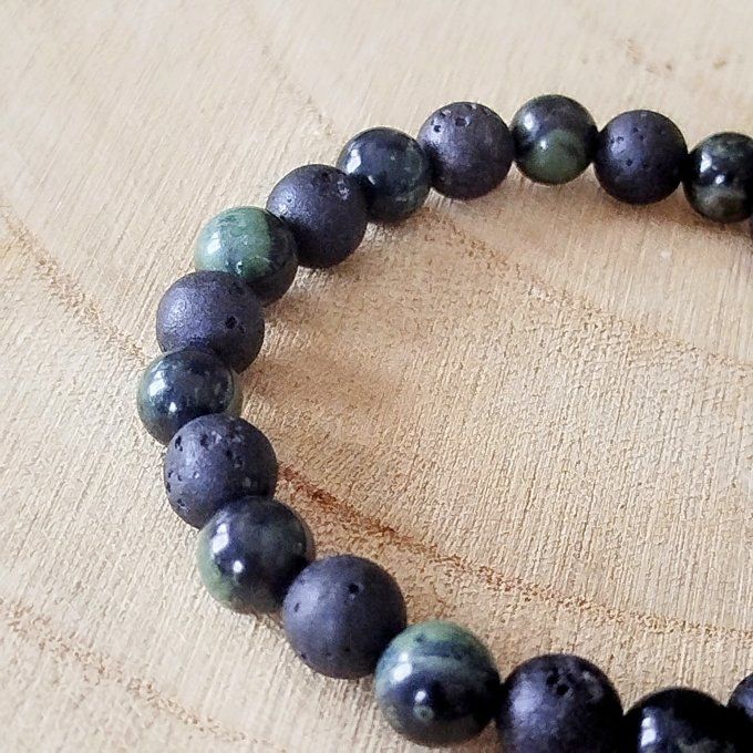 Bracelet homme Jaspe kambaba et pierre de lave