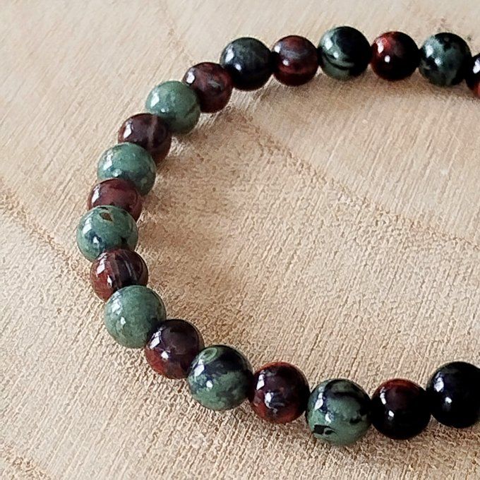 Bracelet homme Jaspe kambaba et Œil de taureau