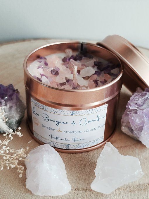 Collection Bien être , Pierres améthyste et quartz rose