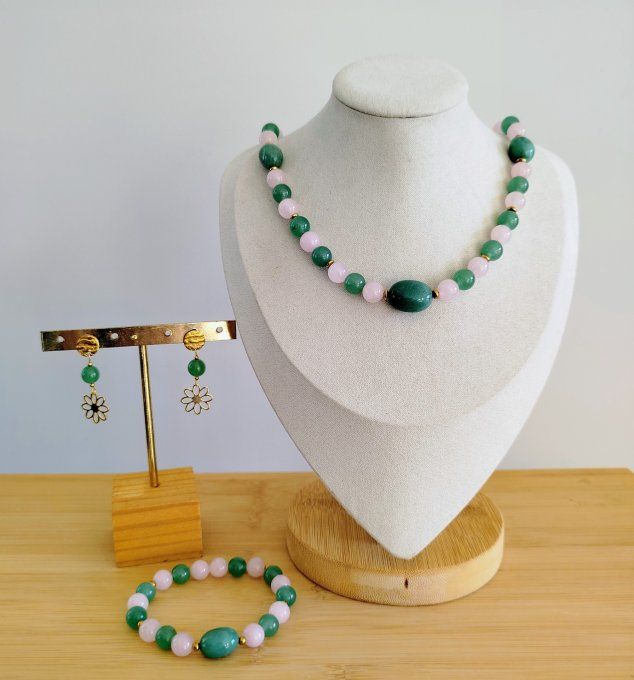 Collection Aventurine verte et Quartz rose