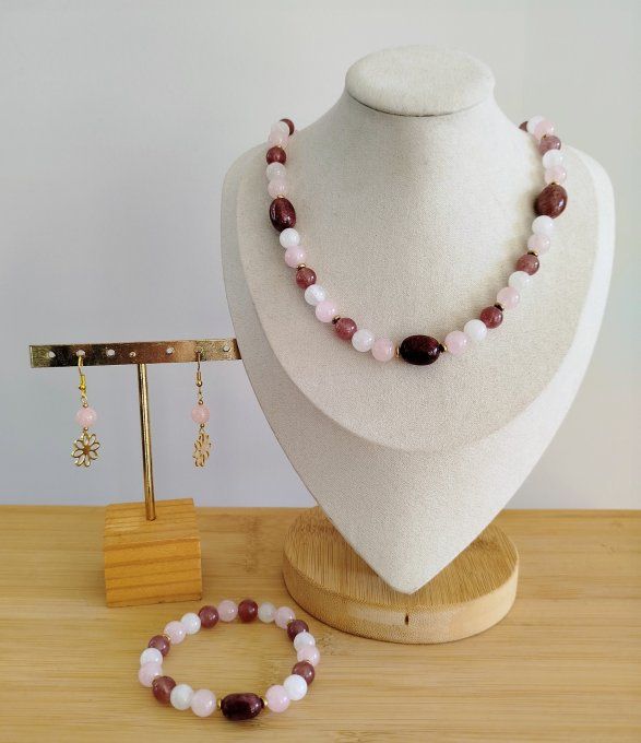 Collection Quartz fraise, Quartz rose et Pierre de lune