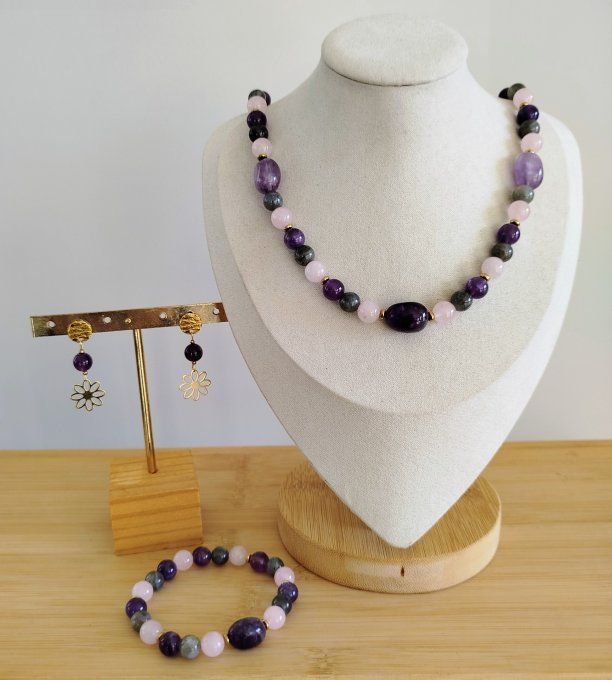 Collection Améthyste, Labradorite et Quartz rose