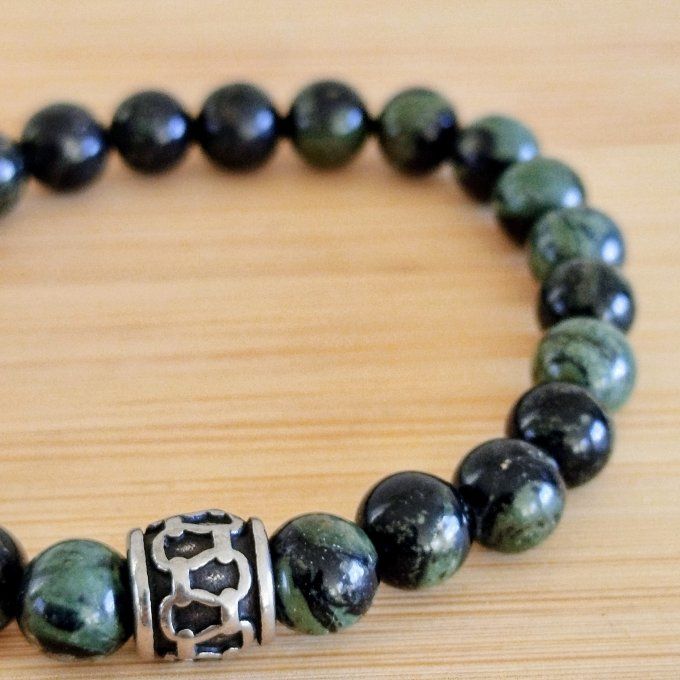 Bracelet jaspe kambaba et intercalaire acier inoxydable 
