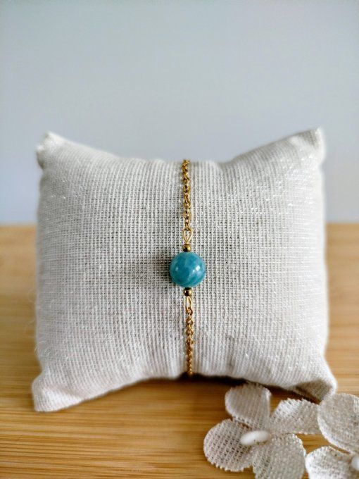 Bracelet acier inoxydable et amazonite