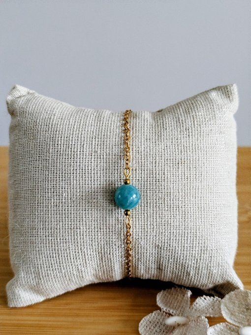 Bracelet acier inoxydable et amazonite
