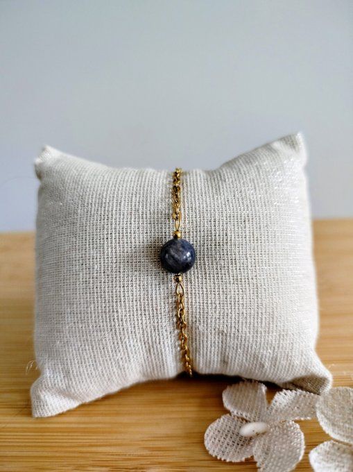 Bracelet acier inoxydable et labradorite